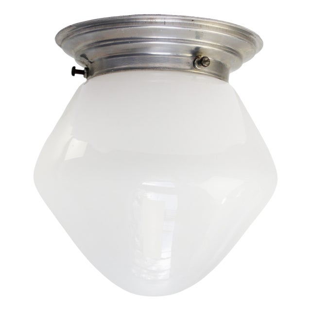 Vintage Art Deco Ceiling Lamp in Opaline Glass, 1920 For Sale