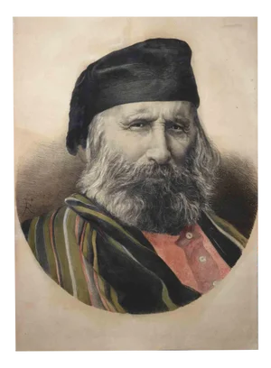 Portrait of Giuseppe Garibaldi, Original Lithograph, Early 20th Century