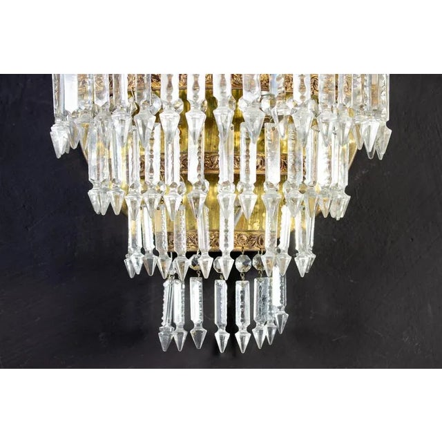 Crystal and Brass Scones or Wall Lights Italy, 1940s, Set of 2 For Sale - Image 10 of 15