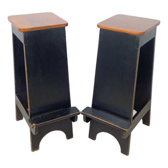 Pair of Contemporary Shaker Style Architectural Stools For Sale