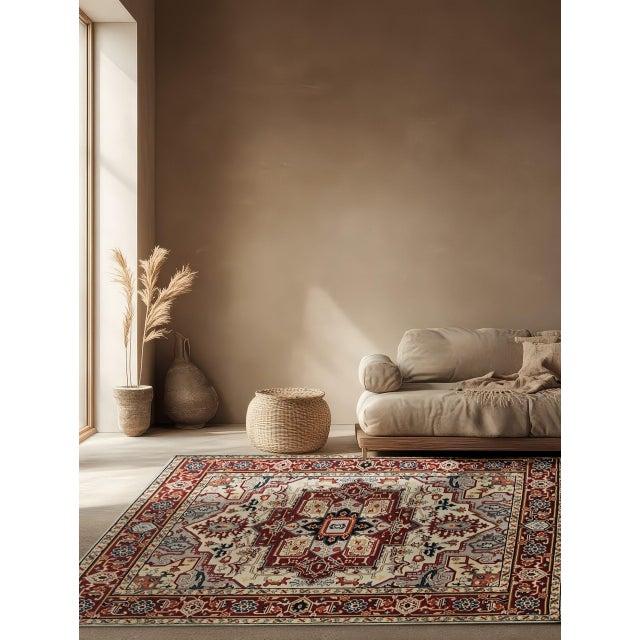 Sophisticated Radiant Ivory Hand Knotted Wool Rug, Country of Origin: India. This exquisite piece showcases the enduring...