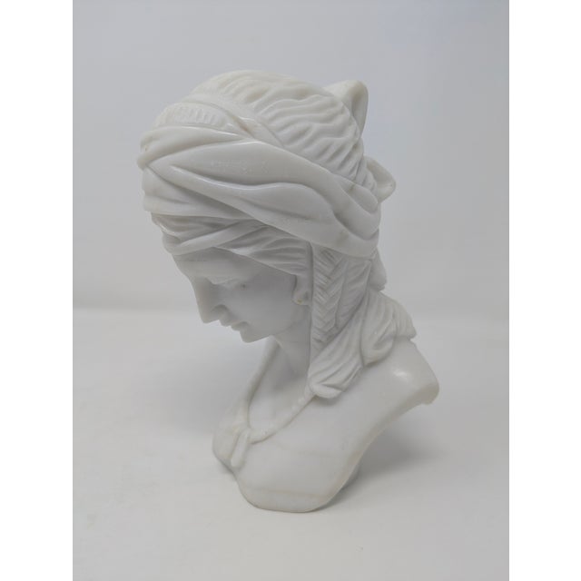 Stone Antique Italian "Bedouin Princess" Marble Bust: Orientalist Period For Sale - Image 7 of 11