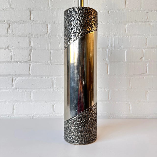 Richard Barr Cast Metal Brutalist Table Lamp For Sale In Buffalo - Image 6 of 8