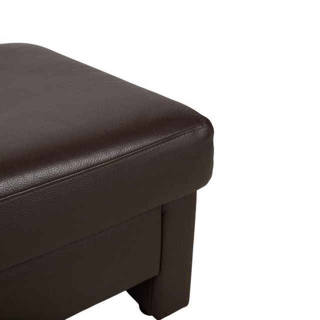 Modern Concept Plus Leather Stool in Brown Grey Mocha Mud by Ewald Schillig For Sale - Image 3 of 7