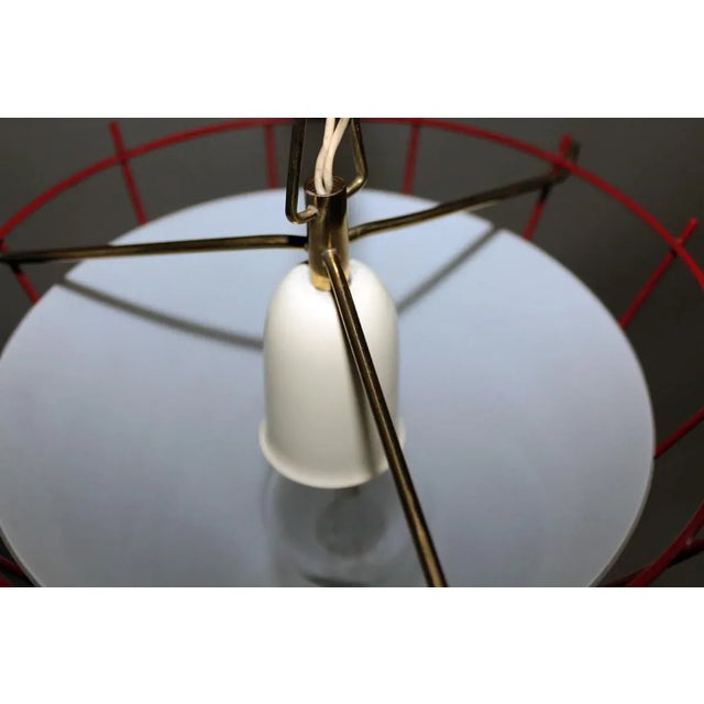 1950s Burgundy Painted Kitchen Lamp, 1950s For Sale - Image 5 of 8