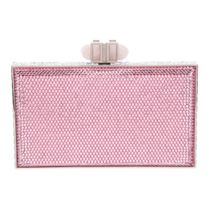 2020s Judith Leiber Rose Quartz Crystal Minaudiere Evening Clutch Shoulder Bag
