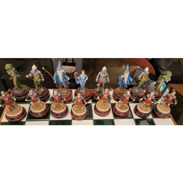 1950s Tiled Mid Century and Wood Chess Board With Chess Figurines - Set of 33 For Sale In Los Angeles - Image 6 of 9