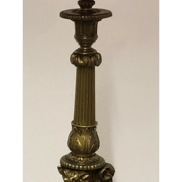 Antique Brass Cherub Table Lamp with Fabric Shade from Unbekannt, 1950s For Sale - Image 10 of 10