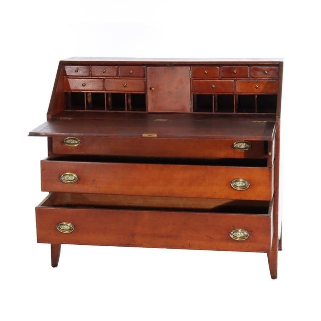 Antique Federal Hepplewhite Mahogany Three Drawer Drop Front Desk Unsigned C1820 Measures - 39.75"w x 39 3/4 This Federal...