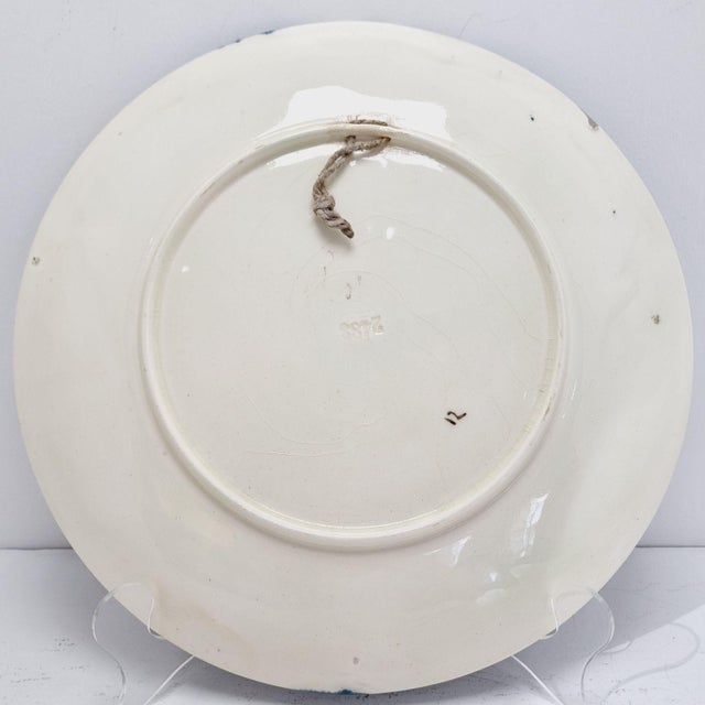 Blue Art Nouveau Majolica Wall Plate, 1890s For Sale - Image 8 of 10