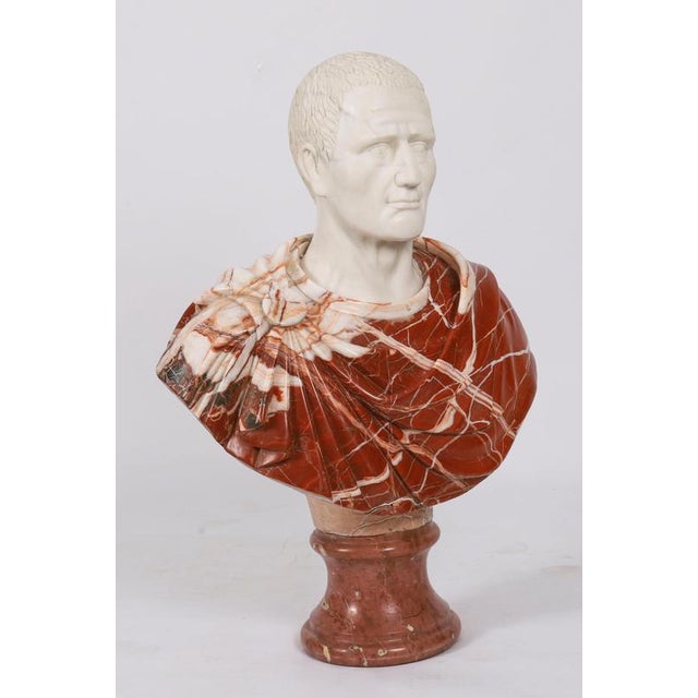 Blue Vintage Portrait Bust of Roman Emperor Otho, 20th Century, Carrara Marble For Sale - Image 8 of 15