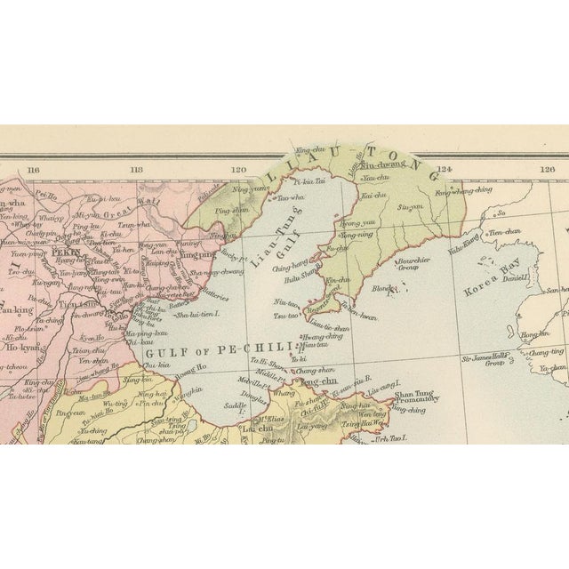 Antique Map of China with Provinces and Treaty Ports Blacks Atlas, 1884 For Sale - Image 3 of 11