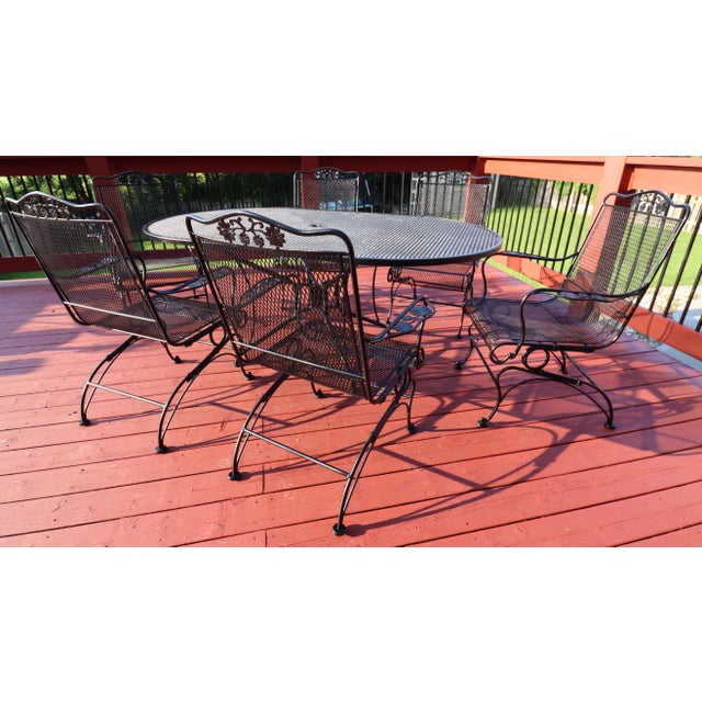 Midcentury Russell Woodard Briarwood Wrought-Iron Patio Dining Set, 7 Pieces, Attributed For Sale - Image 13 of 15