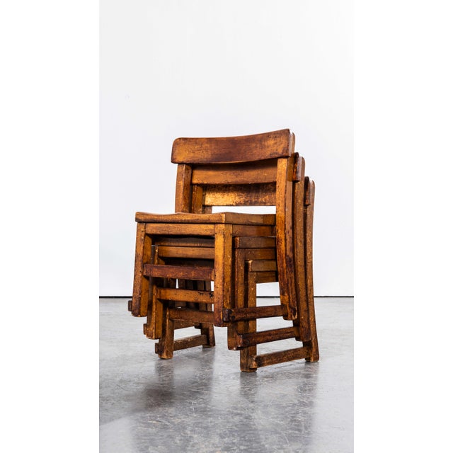 1920’s English Children’s Stacking School Hall Chairs - Set Of Six Exceptionally rare and early low school hall stacking...