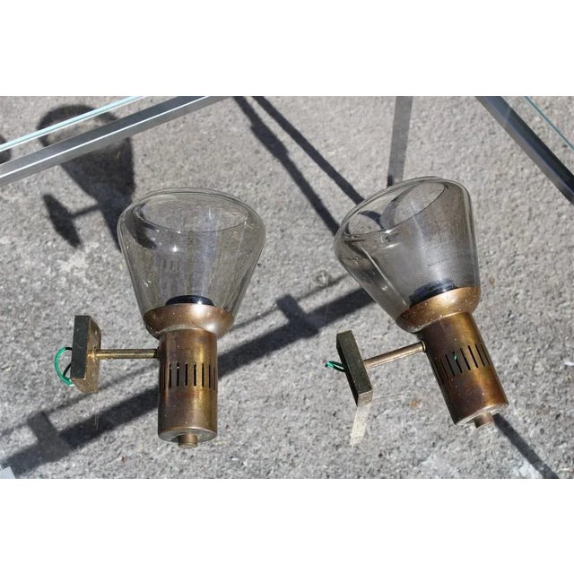 Metal Italian Brass and Glass Applique, 1950s, Set of 2 For Sale - Image 7 of 7