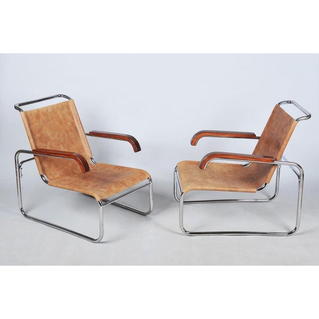 Czech Bauhaus Chrome Armchairs attributed to M. Breuer for Thonet, 1920s, Set of 2 For Sale - Image 13 of 14