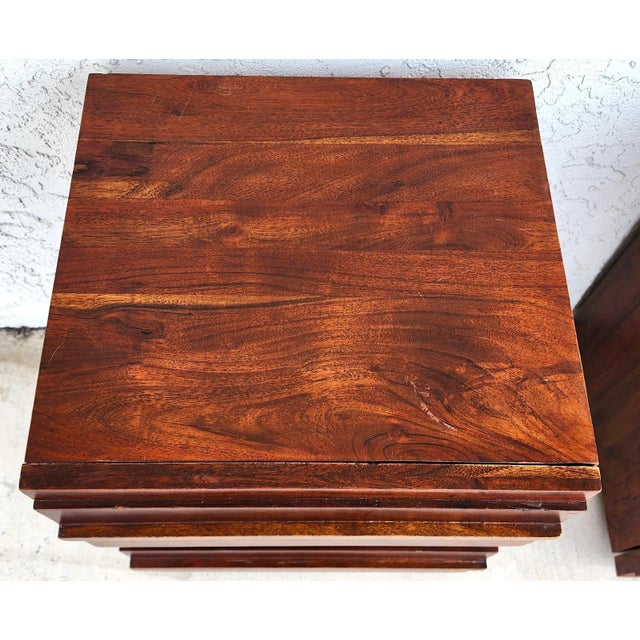 3 Piece MCM Solid Exotic Wood Bachelor Chest & Nightstands Bedroom Suite For Sale - Image 16 of 18