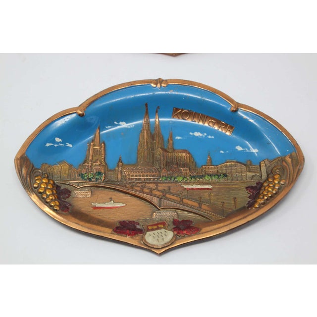 Hand-Painted Copper Plates, German Souvenir, Arts and Crafts Style For Sale - Image 14 of 15