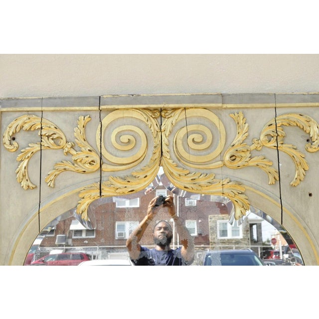 Rococo Antique French Rococo Louis XV Style 85" Gold Gilt Cream Painted Trumeau Mirror For Sale - Image 3 of 12