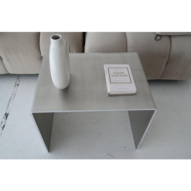 Brushed Aluminum Side Table by Veliento For Sale - Image 11 of 16