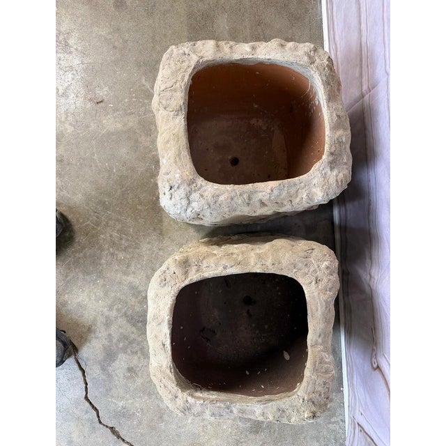 Pair of Terra Cotta Planters With Organic Sculptural Form For Sale - Image 9 of 10