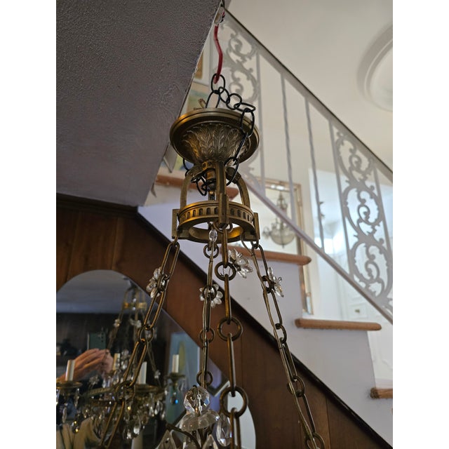 Antique Bronze Crystal Maison Bagues Style Chandelier For Sale In Boston - Image 6 of 12