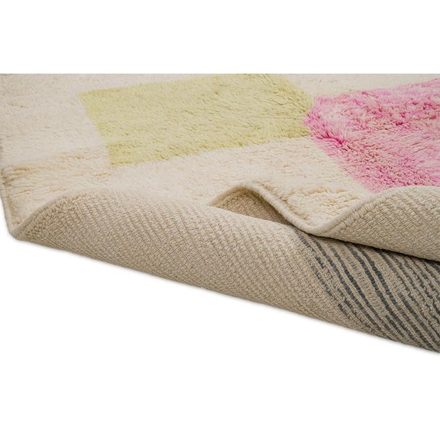 Abstract Hand-Knotted Moroccan Wool Rug | 8'8" X 4'7" | One of a Kind For Sale - Image 4 of 10