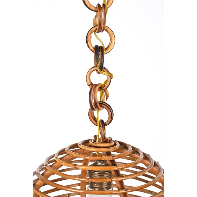 Mid-Century French Riviera Bamboo and Rattan Spherical Lamp, Italy, 1960s For Sale - Image 6 of 18