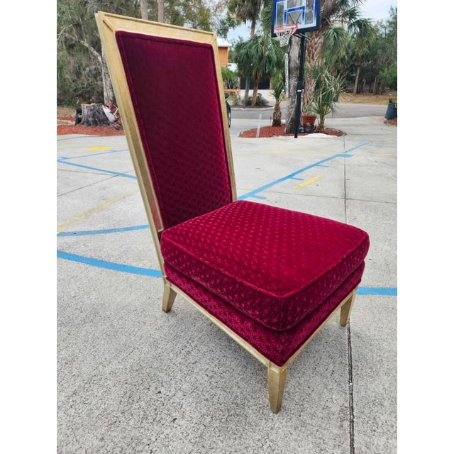 Hollywood Regency Vintage Henredon Schoonbeck High Point Oversized Goose Down Stuffed ~ Embossed Velvet High Back Occasional Chair For Sale - Image 3 of 10