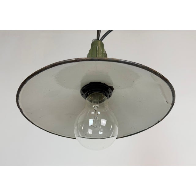 Industrial Blue Enamel Military Pendant Lamp with Cast Aluminium Top, 1960s For Sale - Image 6 of 18