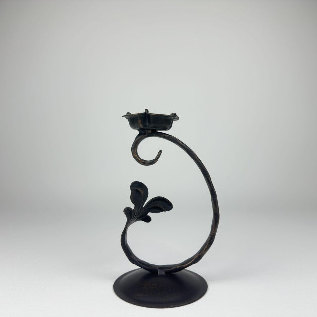 Verdant Candlestick | Handcrafted Metal Leaf Design Candle Holder for Botanical Decor For Sale - Image 6 of 7