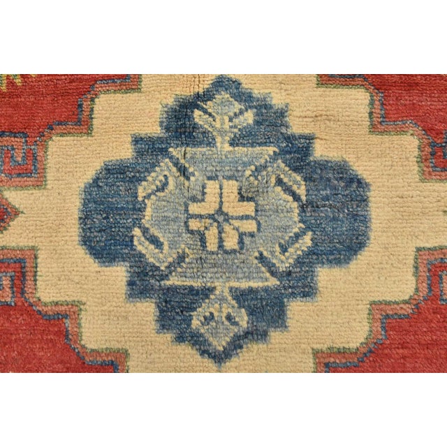 Kazak Rug 8’11” X 12’8” Red Wool Tribal Hand-Knotted Oriental Carpet For Sale - Image 10 of 15