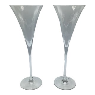Contemporary Waterford Marquis Celebration Crystal Champagne Toasting Flutes-Set of 2 For Sale