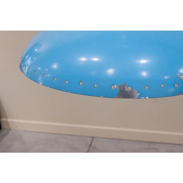 Blue Mid-Century Metallic Roof Lamp Lacquered in Intense Blue, 1950s For Sale - Image 8 of 9