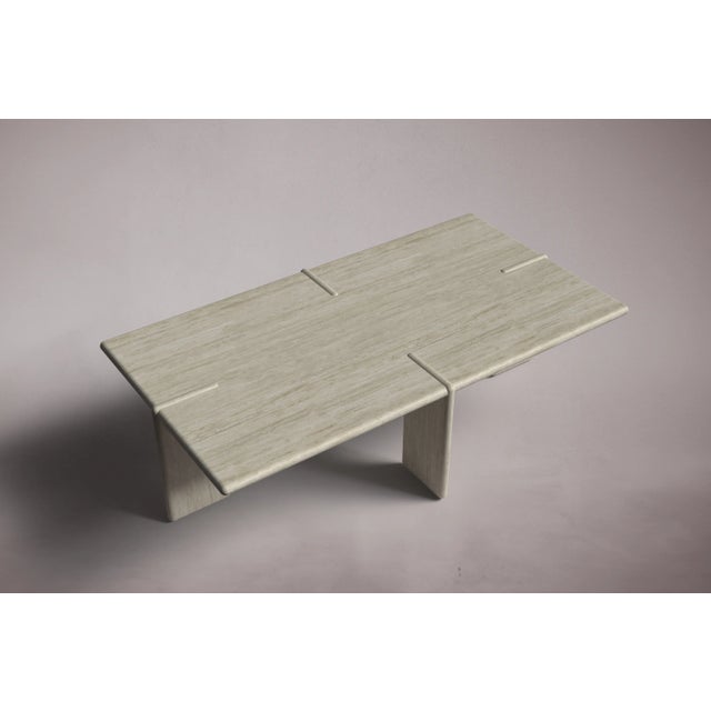 Luna Rectangular Travertine Coffee Table 55" For Sale - Image 4 of 5