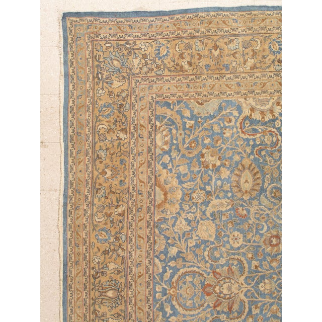 Antique Persian Mashad Carpet, Handmade Oriental Rug, Soft, Taupe, Lt Blue Beige For Sale - Image 4 of 12