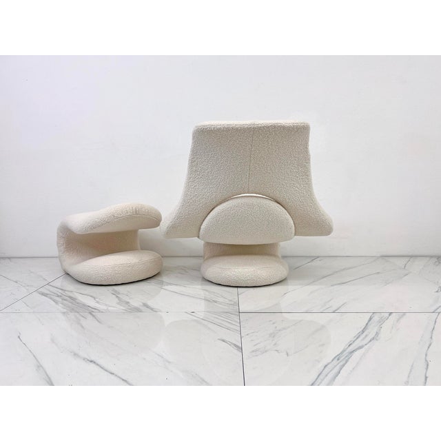 Vittorio Introini Relax Armchair & Footrest, Belgian Boucle, Felice Rossi, 1978 For Sale In Los Angeles - Image 6 of 9