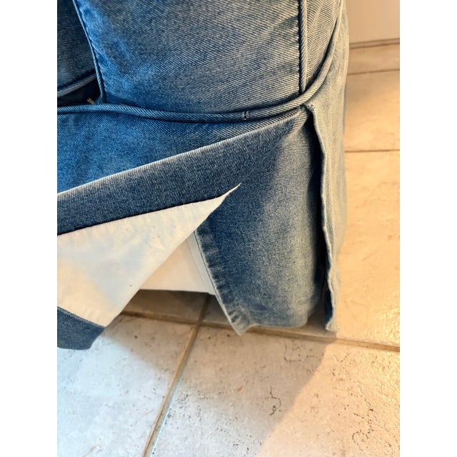 Custom Made Vintage Blue Jean Denim Slipcovered Sofa in the Manner of Ralph Lauren For Sale In Miami - Image 6 of 12