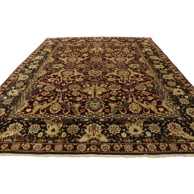 Traditional Vintage Indian Rug With Baroque Damask Style - 07'09 X 09'09 For Sale - Image 4 of 11