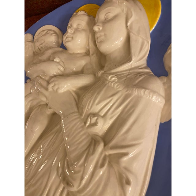Madonna with Child and Angels in Polychrome Ceramic from Saca Sesto Fiorentino, Italy, 1940s, in Good conditions. Designed...