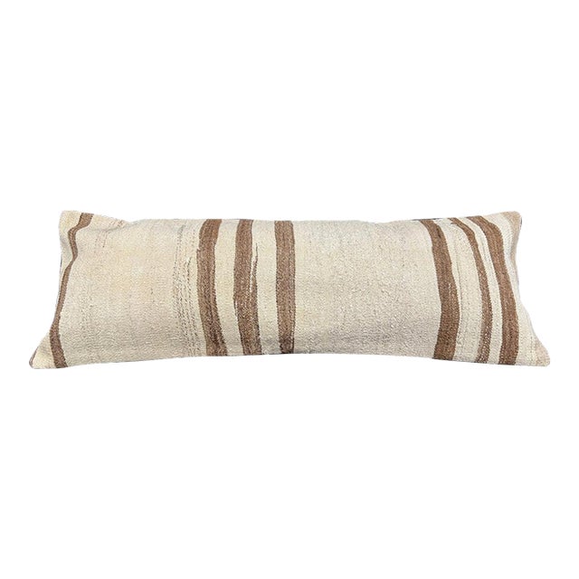 Turkish Hemp Pillow Cushion Natural Beige Brown Cushion Cover 14x40 For Sale