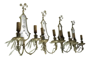 Vintage Mirrored Silver Plate Wall Scoces Set of 4