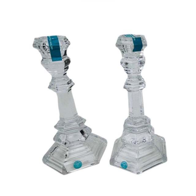 Late 20th Century Tiffany & Co. Crystal Candlestick Acid Etched Mark - A Pair For Sale - Image 5 of 9