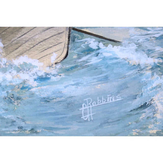 Realism Rowing to Shore - Nautical Seascape in Gouache on Paper by George A. Robbins For Sale - Image 3 of 7