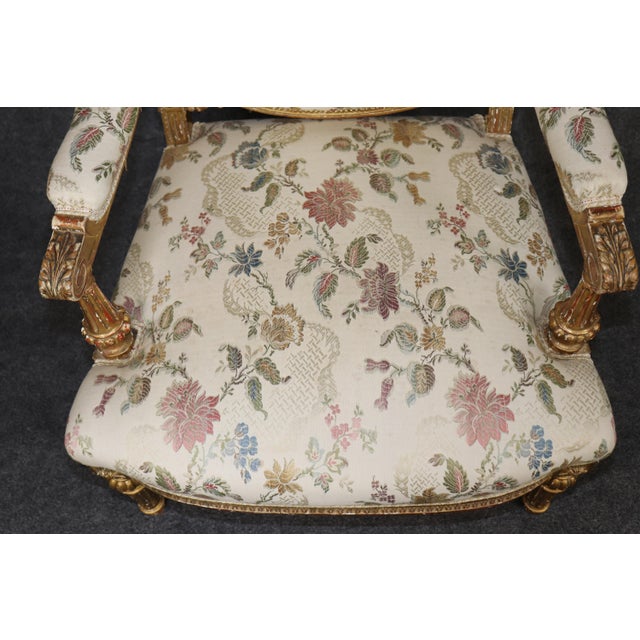 Pair 19th C. French Louis XVI Style Carved Giltwood Armchairs For Sale In Philadelphia - Image 6 of 18