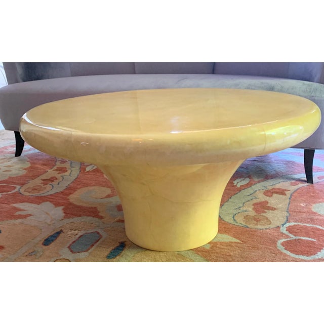 1980s Karl Springer Lacquered Goatskin Mushroom Cocktail Coffee Table For Sale - Image 11 of 12