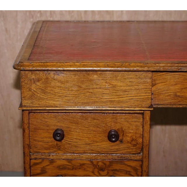 Antique Pollard Oak Partner Desk in Oxblood Leather from Howard & Sons, 1880s For Sale - Image 6 of 18