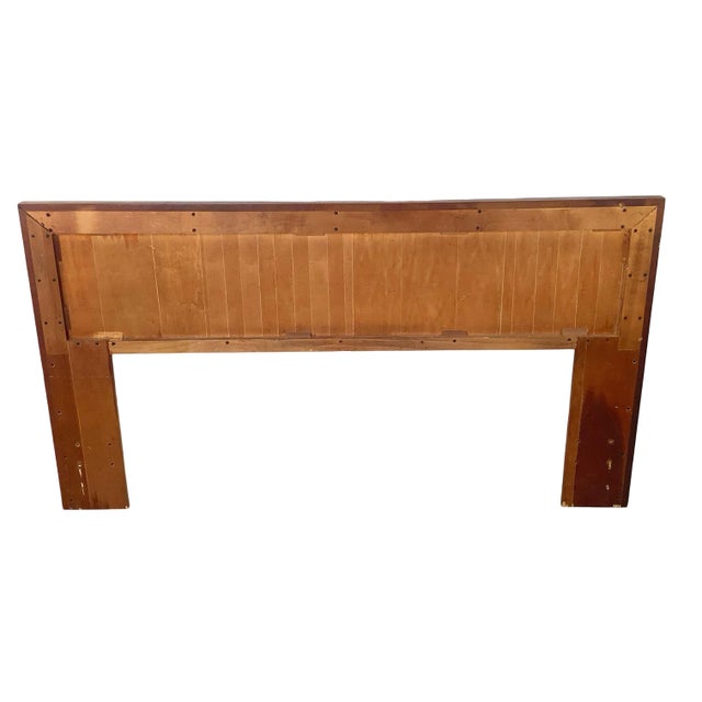 Mid-Century Modern Walnut Headboard With Chrome Inlay- Queen For Sale - Image 16 of 16