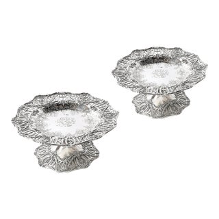 1900s Pair of Aesthetic Movement Sterling Silver Tazas Signed Hardy & Hayes Co. For Sale