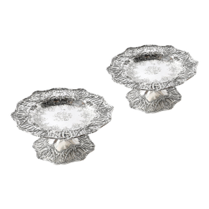 1900s Pair of Aesthetic Movement Sterling Silver Tazas Signed Hardy & Hayes Co.